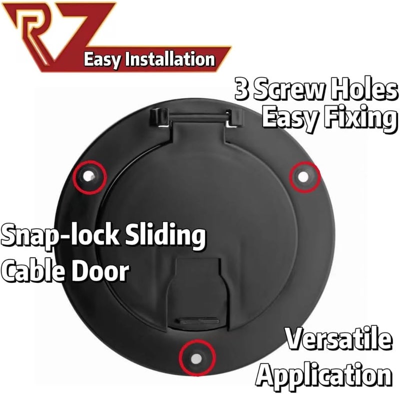 RV MURTS 5 Inch Electric Cable Hatch for 30 and 50 Amp Cords, RV Power Cord Cable Hatch Cover Easy Install, UV-Stabilized Round RV Parts Compatible with Coleman Jayco Pop-Up Camper Cargo Travel. - Image 3